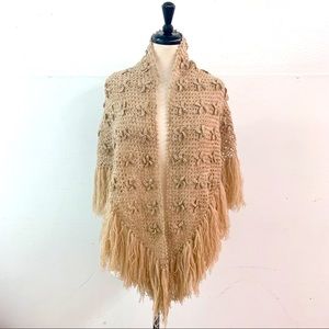 Vintage floral crochet sequins fringe scarf